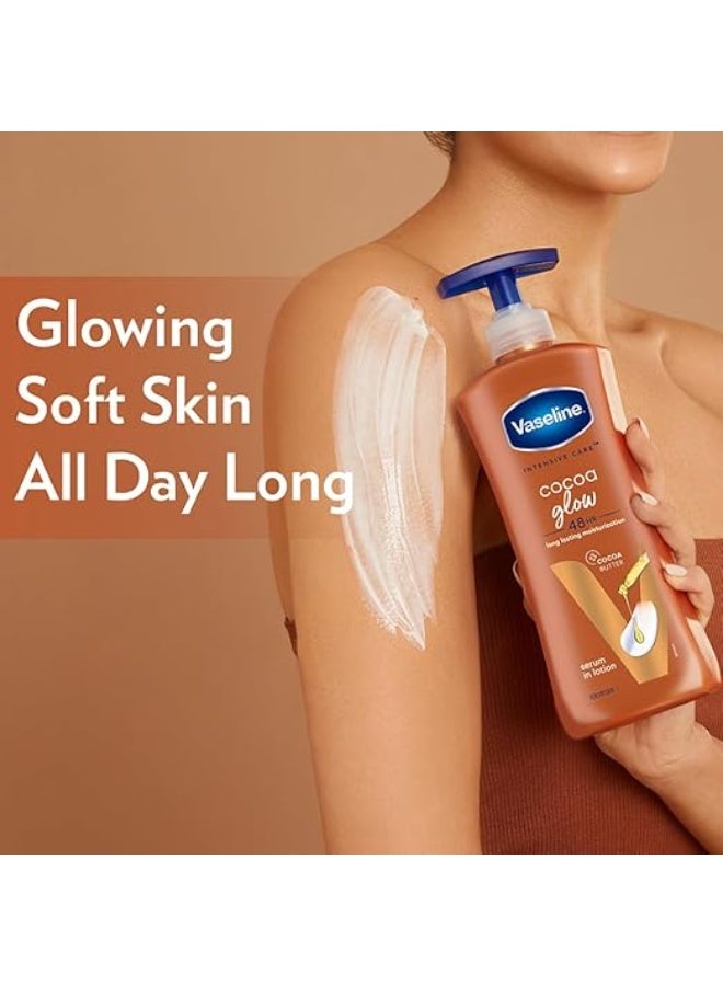 Vaseline Cocoa Glow Serum In Lotion, 400 ml | 100% Pure Cocoa & Shea Butter for Glowing & Soft Skin - Image 3